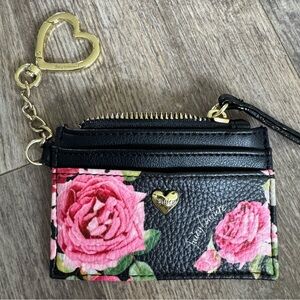 Juicy Couture Black Floral Keychain Card Holder